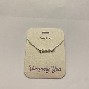 NWT Caroline Personalized Name Silver Pendant 16-20" Necklace Uniquely You